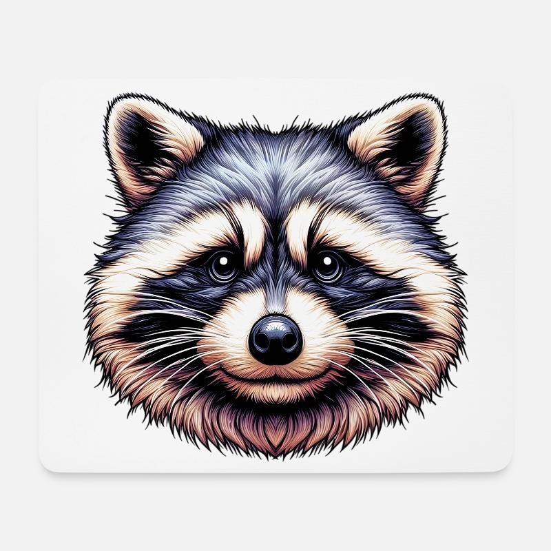 Waschbär - Mousepad (Querformat) - Weiß
