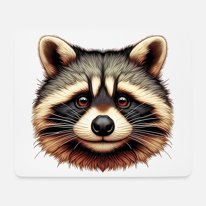 Waschbär - Mousepad (Querformat) - Weiß
