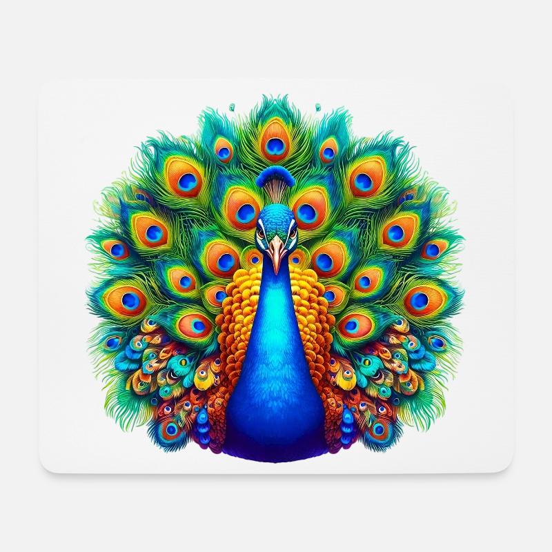 Pfau - Mousepad (Querformat) - Weiß