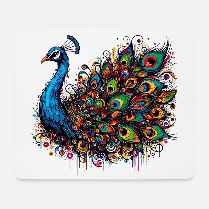 Pfau - Mousepad (Querformat) - Weiß