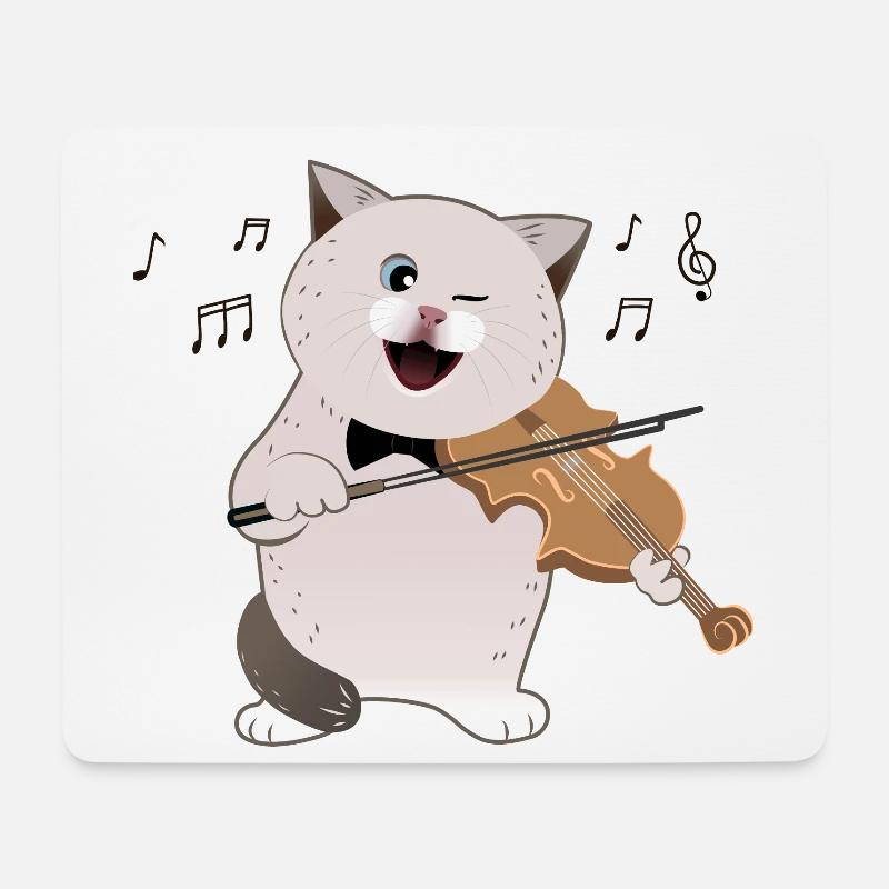 cute chubby cat playing violin - Mouse Pad (horizontal) - white