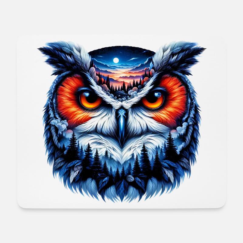 Eule - Mousepad (Querformat) - Weiß
