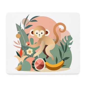 Playful monkey with tropical fruits - Mouse Pad (horizontal) - white - Front