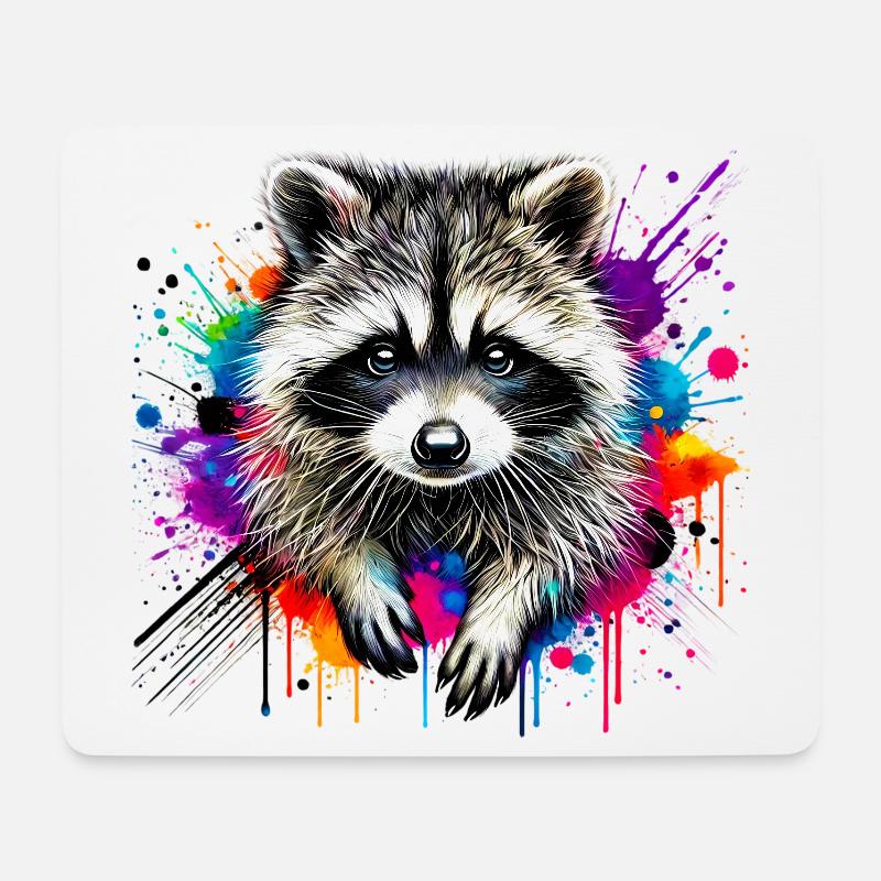 Waschbär - Mousepad (Querformat) - Weiß