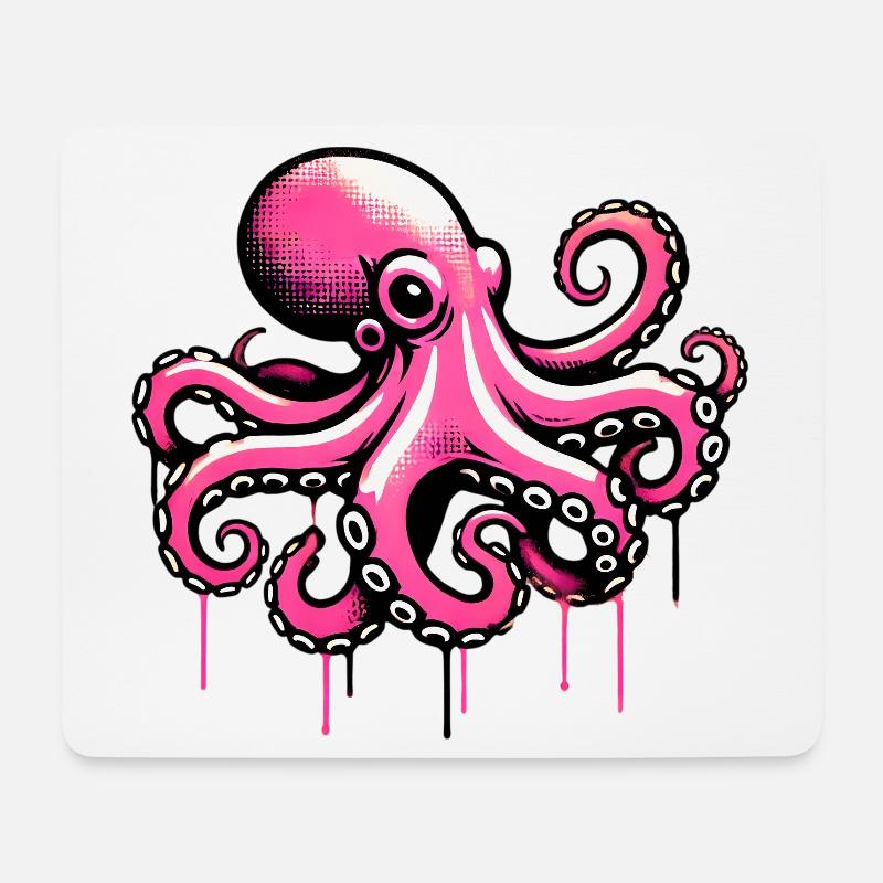 Krake - Mousepad (Querformat) - Weiß
