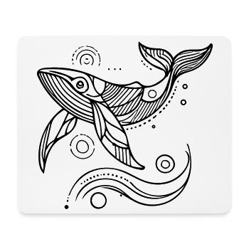 L’ de l’océan – Baleine Zen géométrique - Tapis de souris (format paysage) - blanc - Devant