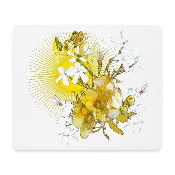 Fleurs printanières jaunes au printemps comme motif - Tapis de souris (format paysage) - blanc - Devant