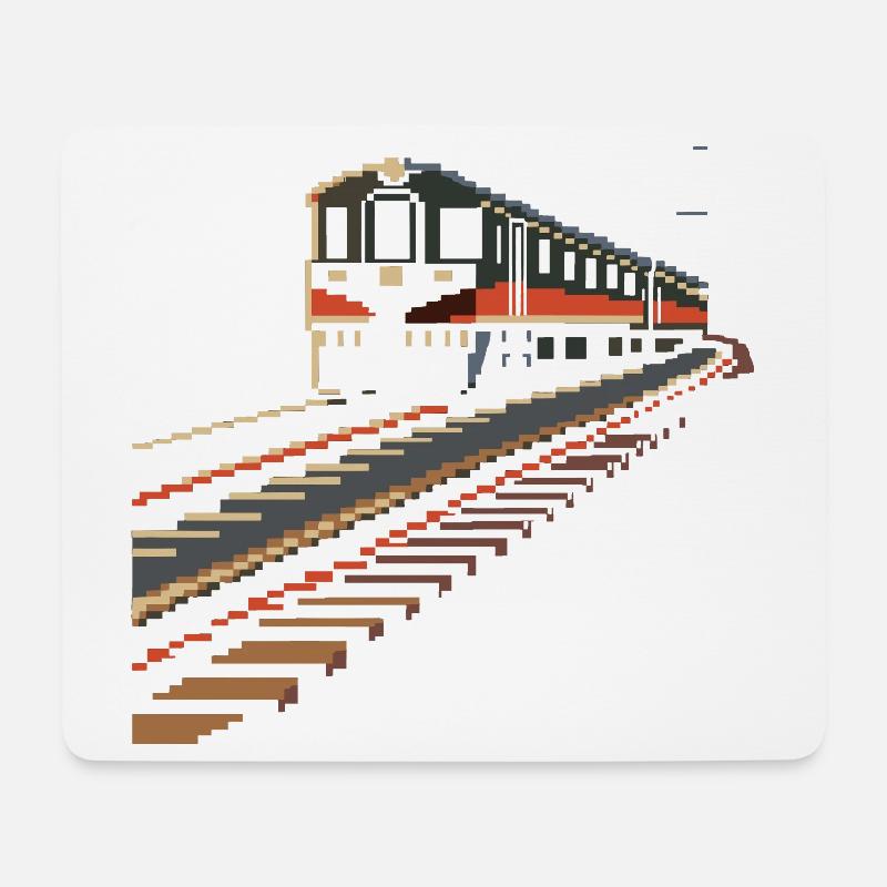 Eisenbahn Pixel - Mousepad (Querformat) - Weiß