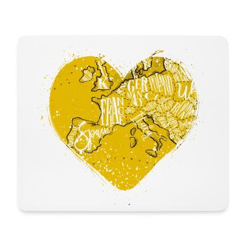 Aimer l’Europe : carte jaune de l’Europe dans un cœur - Tapis de souris (format paysage) - blanc - Devant