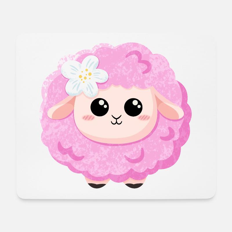Süßes rosa Schaf - Mousepad (Querformat) - Weiß