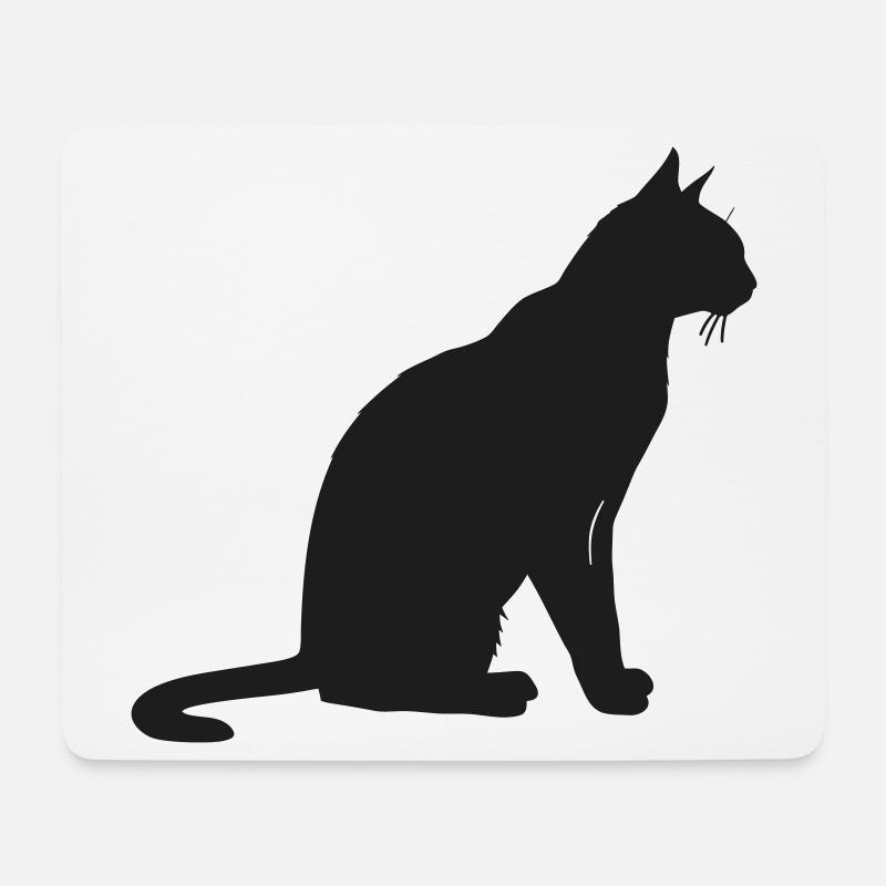 Elegante Silhouette einer Katze - Mousepad (Querformat) - Weiß