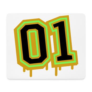Leuchtende Neon-Zahl 01 Design - Mousepad (Querformat) - Weiß - Vorne