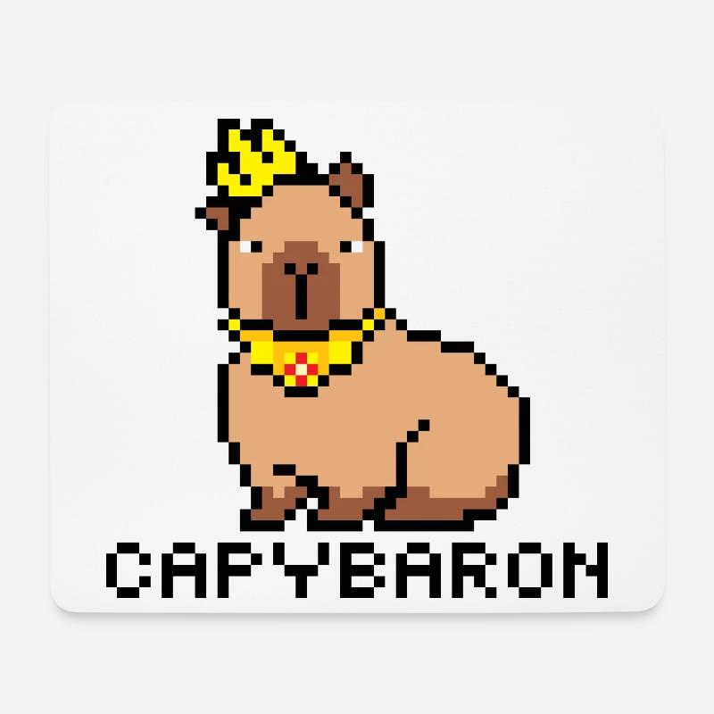 Capybaron PixelArt - Tapis de souris (format paysage) - blanc