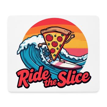 Ride the Slice – Surfing Pizza - Mousepad (Querformat) - Weiß - Vorne