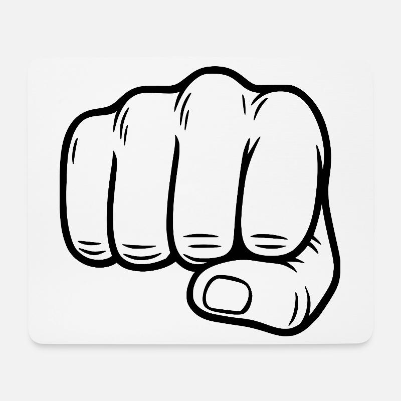 Faust Handzeichen – Fist Symbol - Mousepad (Querformat) - Weiß