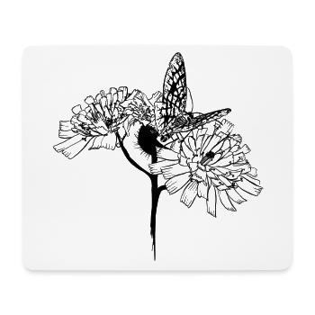 Papillon sur fleurs - Tapis de souris (format paysage) - blanc - Devant