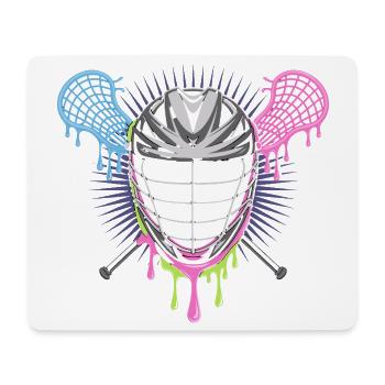 Lacrosse Helmet with Crossed Sticks In Blue - Mouse Pad (horizontal) - white - Front