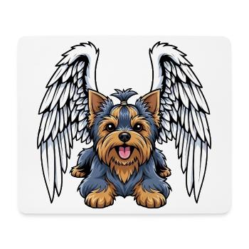 Mignon Yorkshire Terrier Angel Cartoon Dog Holder - Tapis de souris (format paysage) - blanc - Devant