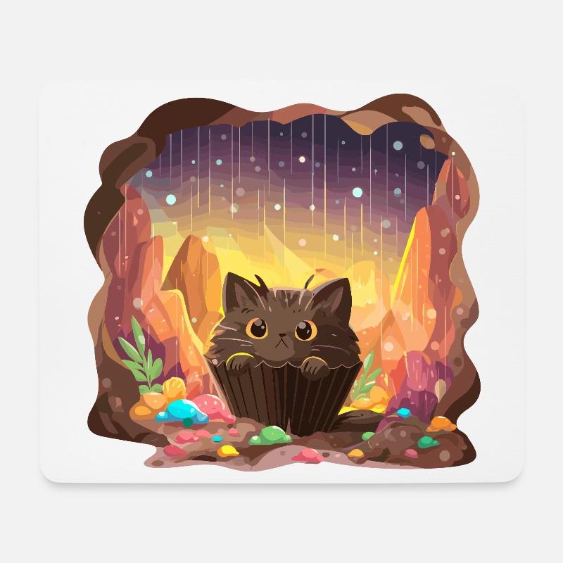 Katzenkuchen Kristallhöhle - Mousepad (Querformat) - Weiß