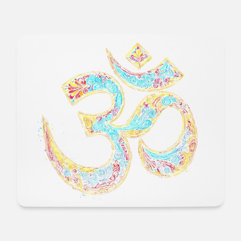 Om Symbol – Buntes Spirituelles Kunstdesign - Mousepad (Querformat) - Weiß