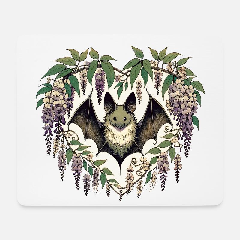 Heart Bat in Wisteria Bloom - Mouse Pad (horizontal) - white