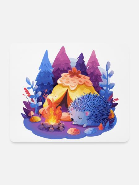 Schlafender Igel am Lagerfeuer - Mousepad (Querformat) - Weiß