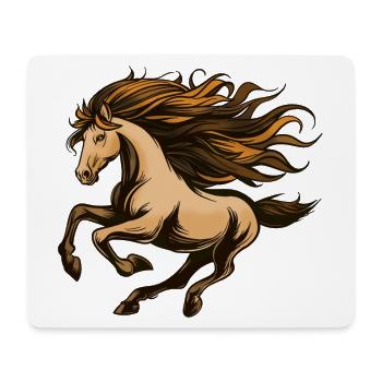 Feuriges Pferd mit fließender Mähne - Mousepad (Querformat) - Weiß - Vorne