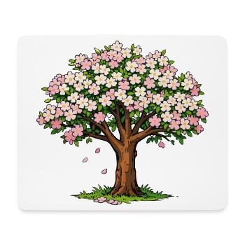 Blossom tree with pink and white flowers - Mouse Pad (horizontal) - white - Front