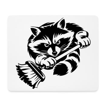 Raccoon with mop – cleaning professional - Mouse Pad (horizontal) - white - Front