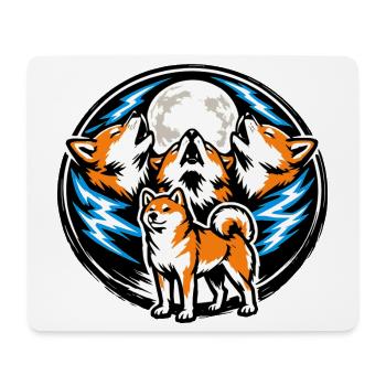 Shiba Inu Vintage Hurlant vers la Lune - Tapis de souris (format paysage) - blanc - Devant