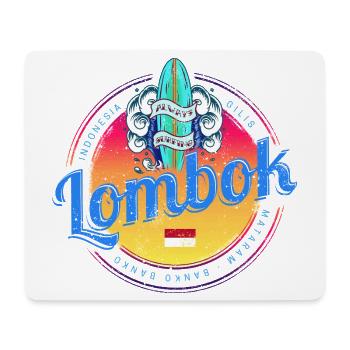 Lombok Sunset Retro Surfboard Indonesia - Mouse Pad (horizontal) - white - Front