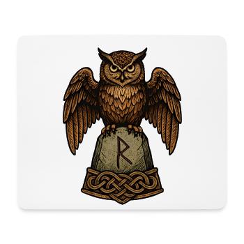 Owl Guardian at Runestone - Mouse Pad (horizontal) - white - Front