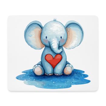 Blue Elephant Heart Friend - Mouse Pad (horizontal) - white - Front