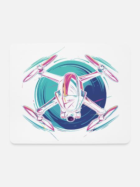 Neon Drohne - Mousepad (Querformat) - Weiß