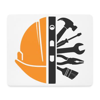 Bauhelm & Werkzeug – Handwerker Logo - Mousepad (Querformat) - Weiß - Vorne