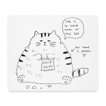 Life is so hard when you're this fat Katze - Mousepad (Querformat) - Weiß - Vorne