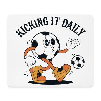 Retro Football Cartoon - Kicking It Daily - Mouse Pad (horizontal) - white - Front