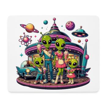 Alien Familie im Space-Diner - Mousepad (Querformat) - Weiß - Vorne
