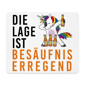 Die Lage ist besäufniserregend, Einhorn, Bier, JGA - Mousepad (Querformat) - Weiß - Vorne