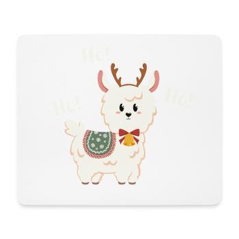 Weihnachtslama mit Glocke - Mousepad (Querformat) - Weiß - Vorne