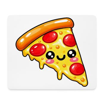 Kawaii Pizza Slice Cartoon - Mousepad (Querformat) - Weiß - Vorne