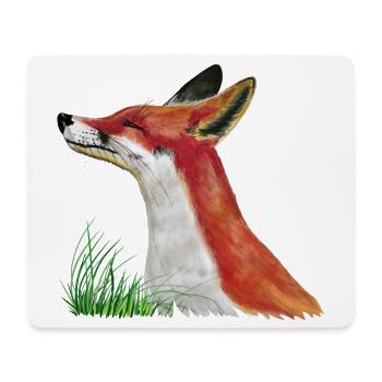 Fuchs schnuppert im Gras - Mousepad (Querformat) - Weiß - Vorne