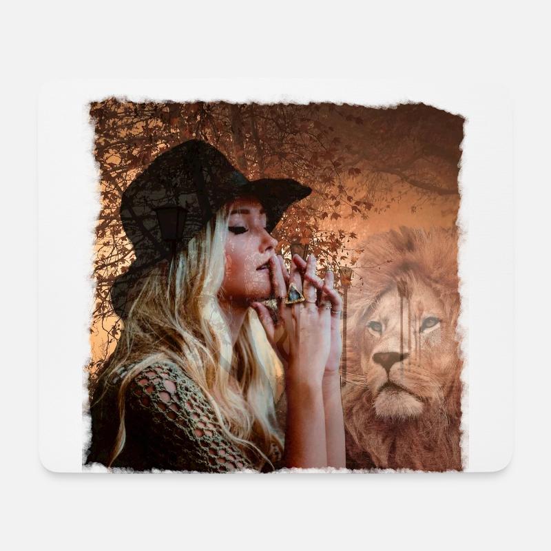 Löwe Traum romantisch - Mousepad (Querformat) - Weiß