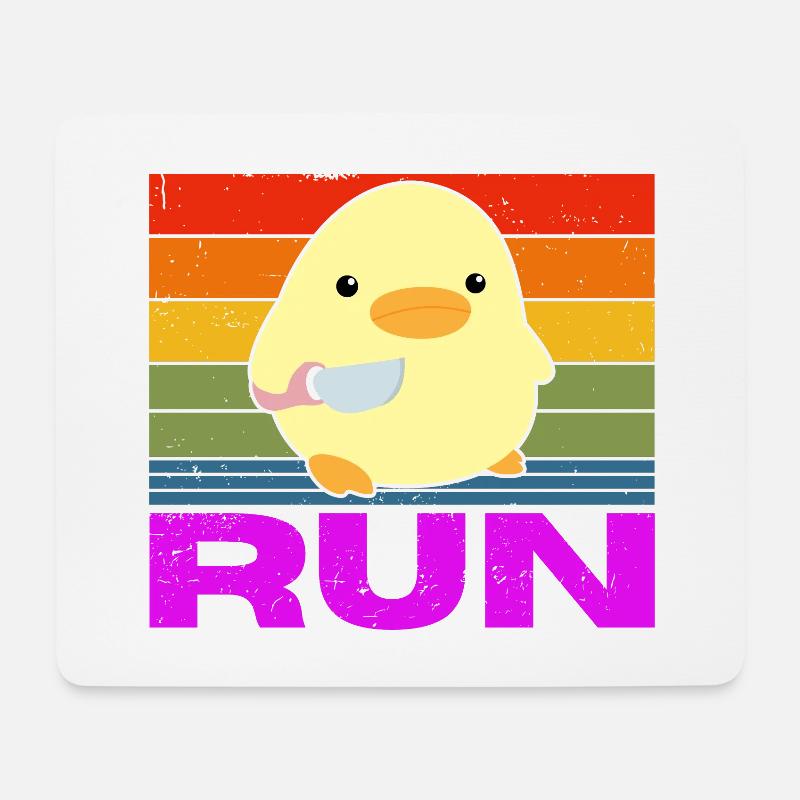 Renn Lauf Ente mit Messer Meme Lustiger Spruch Fun - Mousepad (Querformat) - Weiß