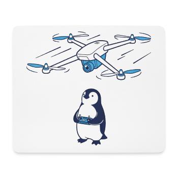 Drohne und Pinguin - Mousepad (Querformat) - Weiß - Vorne