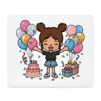 Happy Birthday Girl - Cute Toca game character - Mouse Pad (horizontal) - white - Front