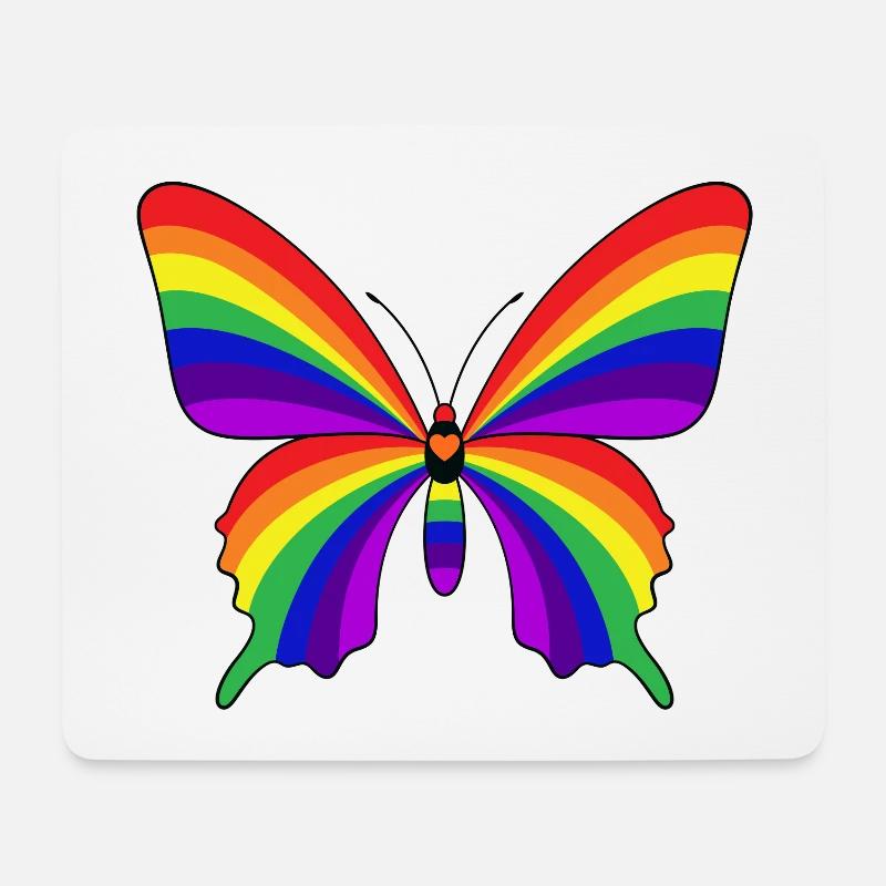 Regenbogen-Schmetterling - Mousepad (Querformat) - Weiß