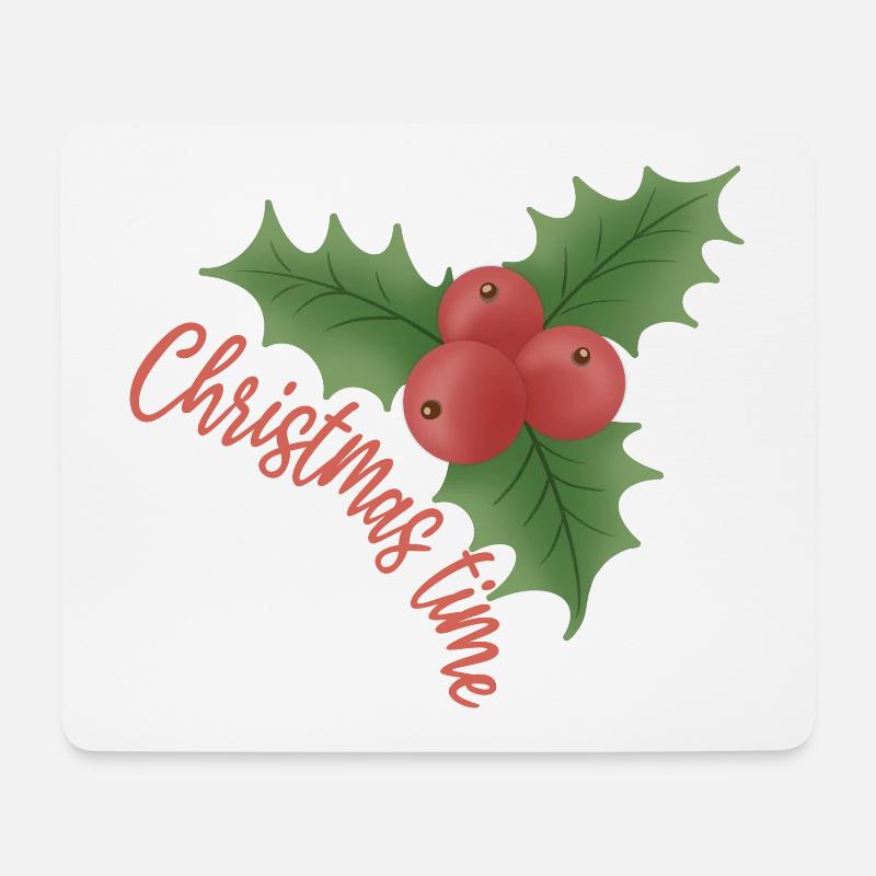 Christmas time - Mistelzweig mit roten Beeren - Mousepad (Querformat) - Weiß