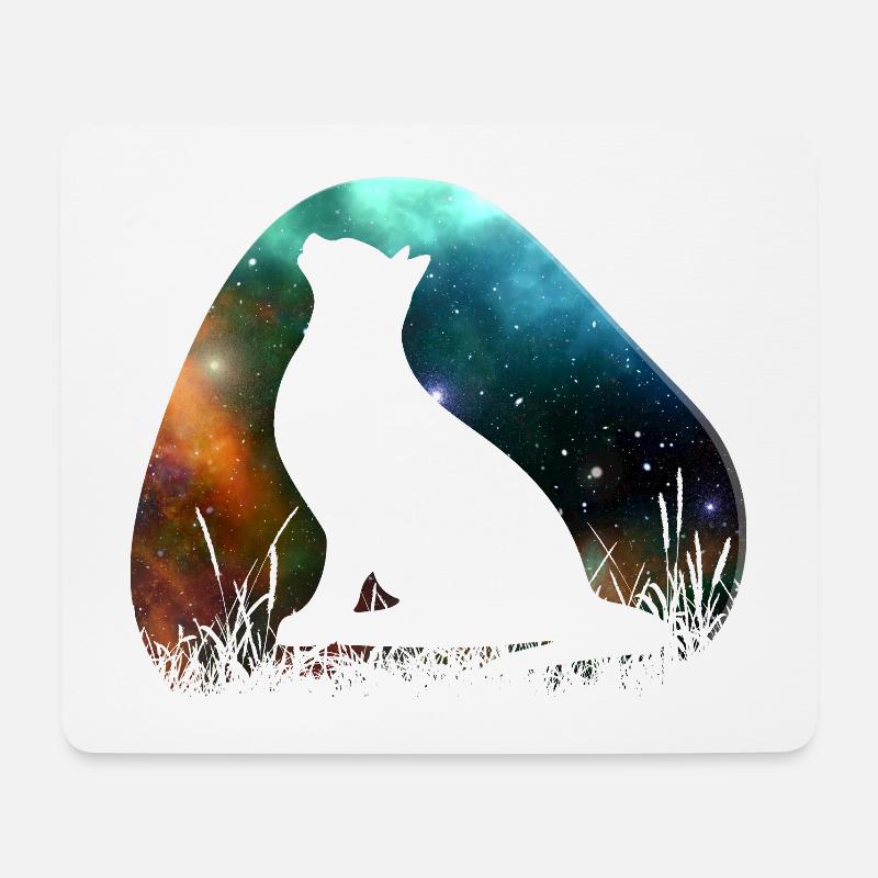Galaxie Katzen Spacecat Weltraumkatze - Mousepad (Querformat) - Weiß