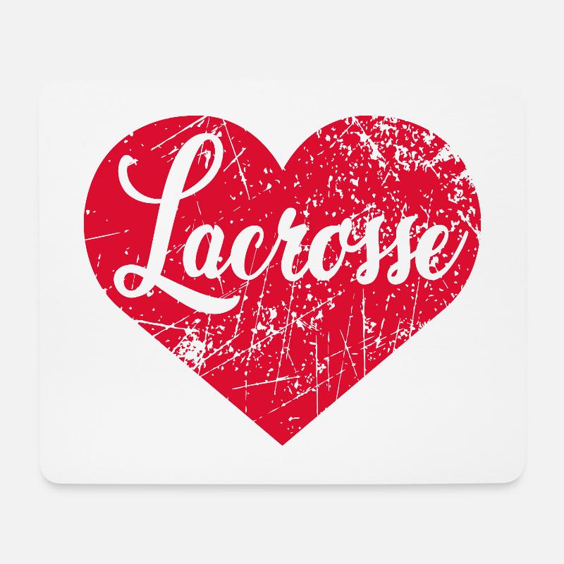 Lacrosse Herz - Mousepad (Querformat) - Weiß